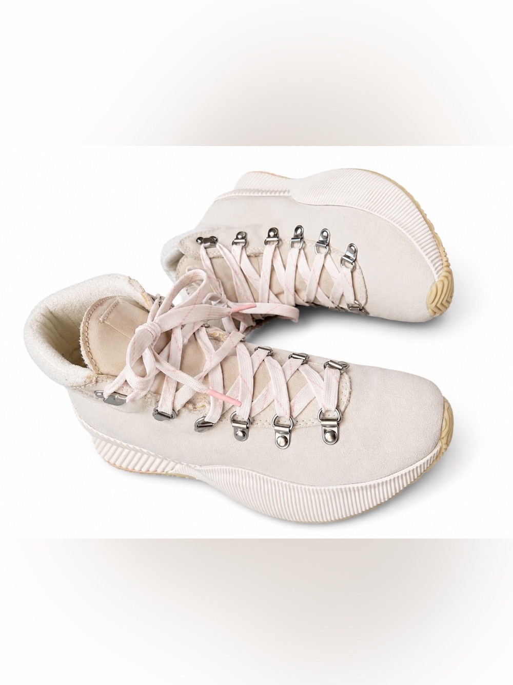 Sorel Cream High-Top Sneakers with Pale Pink Laces